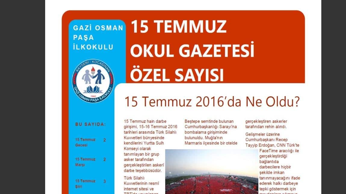 15 Okul Gazetesi Özel Sayımız